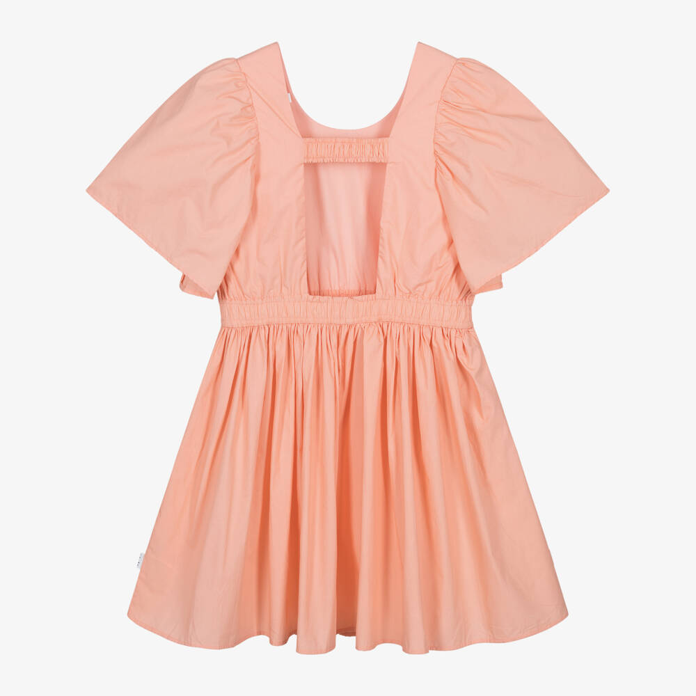 Molo-Хлопковое платье пастельного персикового цвета для девочек | Childrensalon Outlet