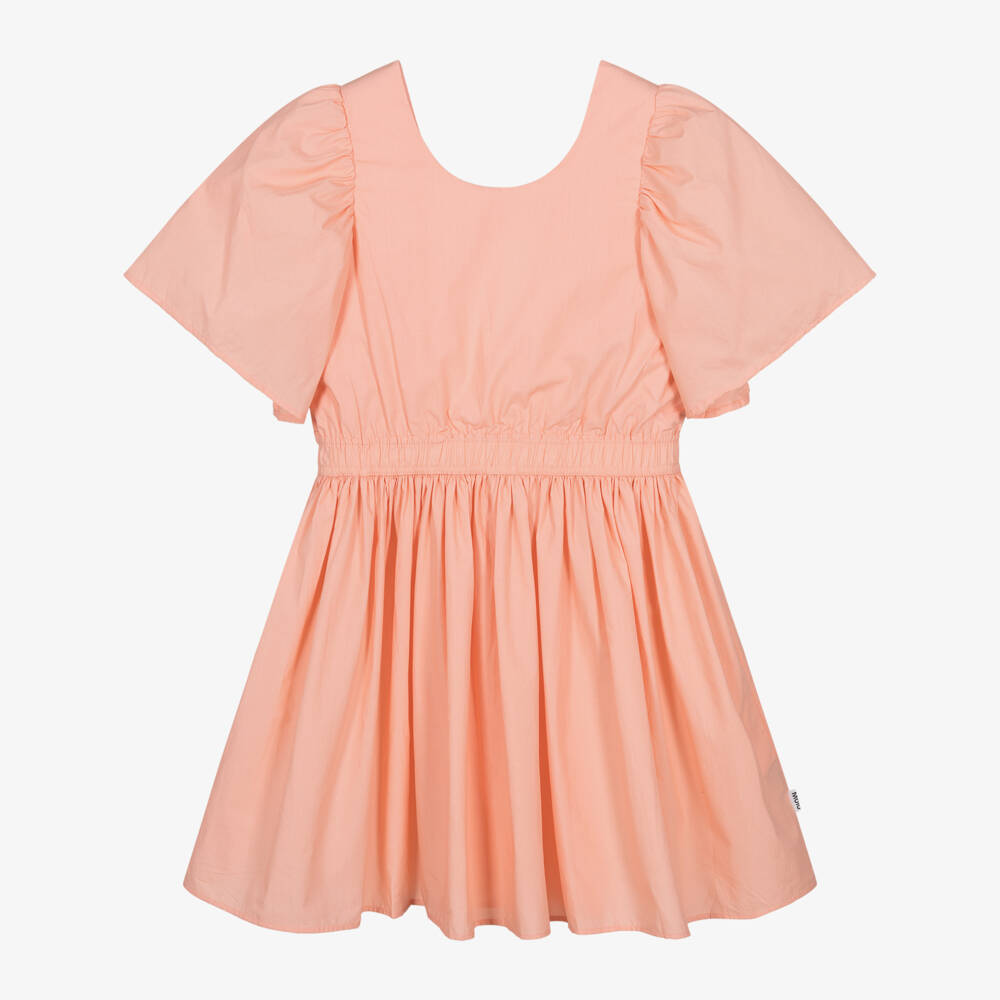 Molo-Girls Pastel Peach Cotton Frock | Childrensalon Outlet