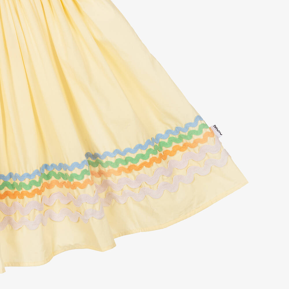 Molo-Girls Pastel Yellow Dress with Ric Rac Trims | Childrensalon Outlet