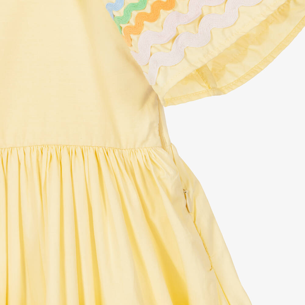 Molo-Girls Pastel Yellow Dress with Ric Rac Trims | Childrensalon Outlet