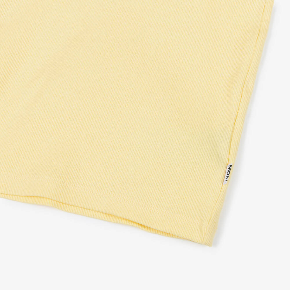 Molo-Girls Pastel Yellow Organic Cotton Lace Trim Top | Childrensalon Outlet