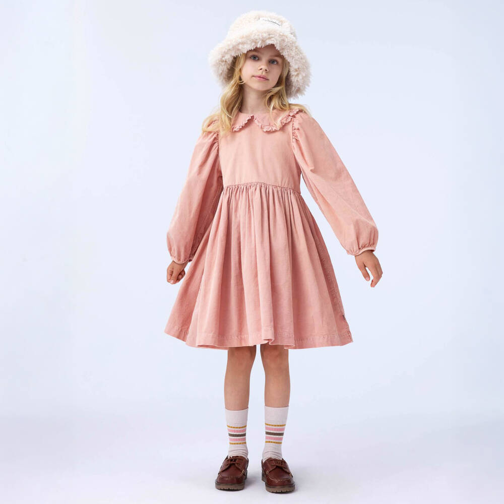 Molo-Платье из персикового вельвета с оборками для девочек | Childrensalon Outlet