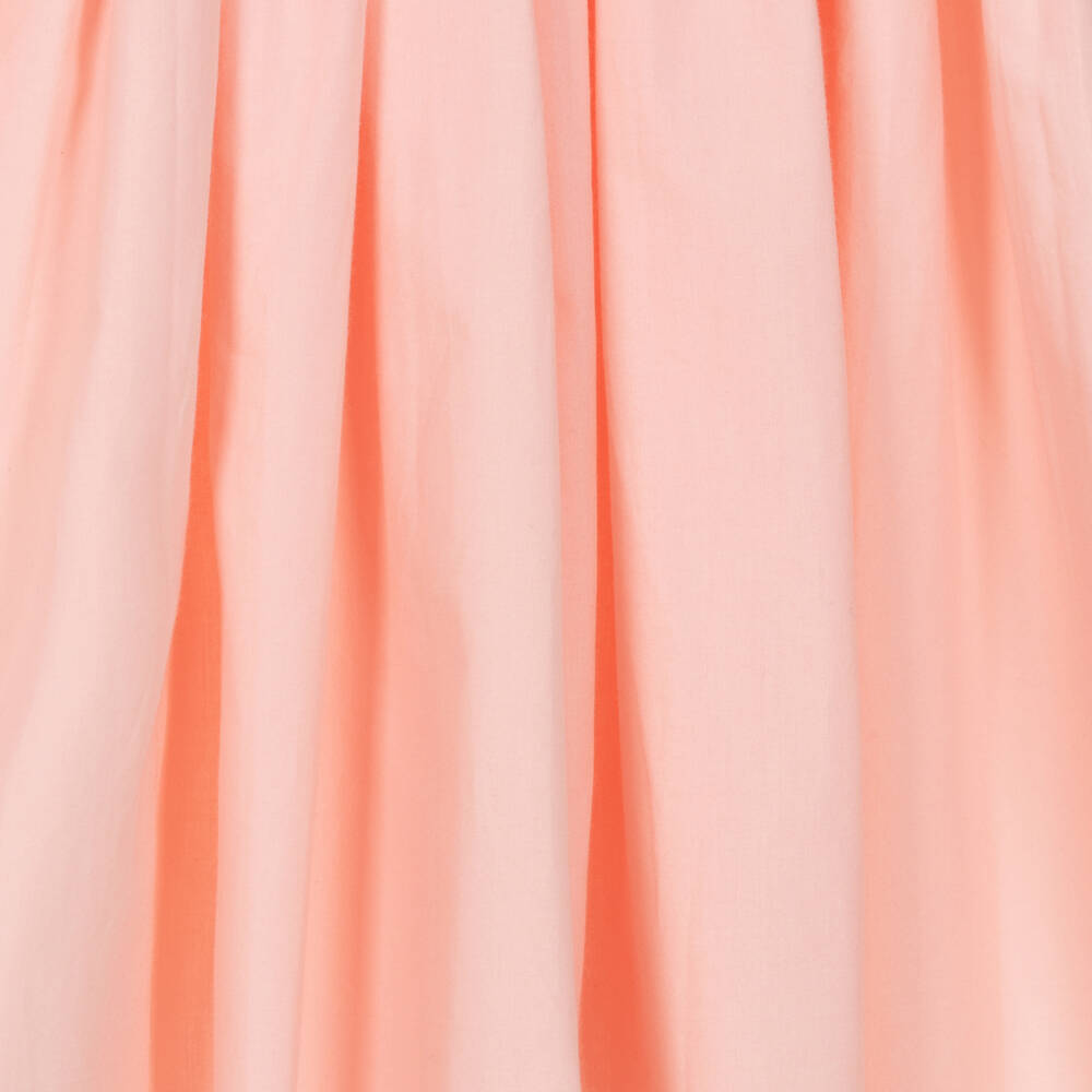 Molo-Girls Peach Pink Organic Cotton Ruffle Shoulder Dress | Childrensalon Outlet