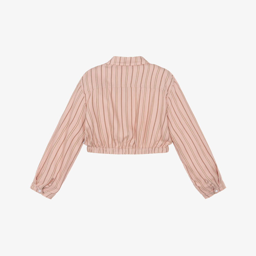 Molo-Girls Pink Blouse with Beige Stripes | Childrensalon Outlet