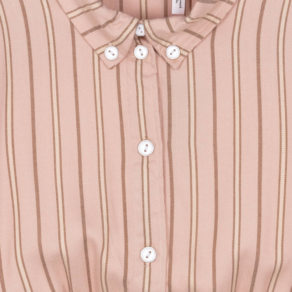 Molo-Girls Pink Blouse with Beige Stripes | Childrensalon Outlet
