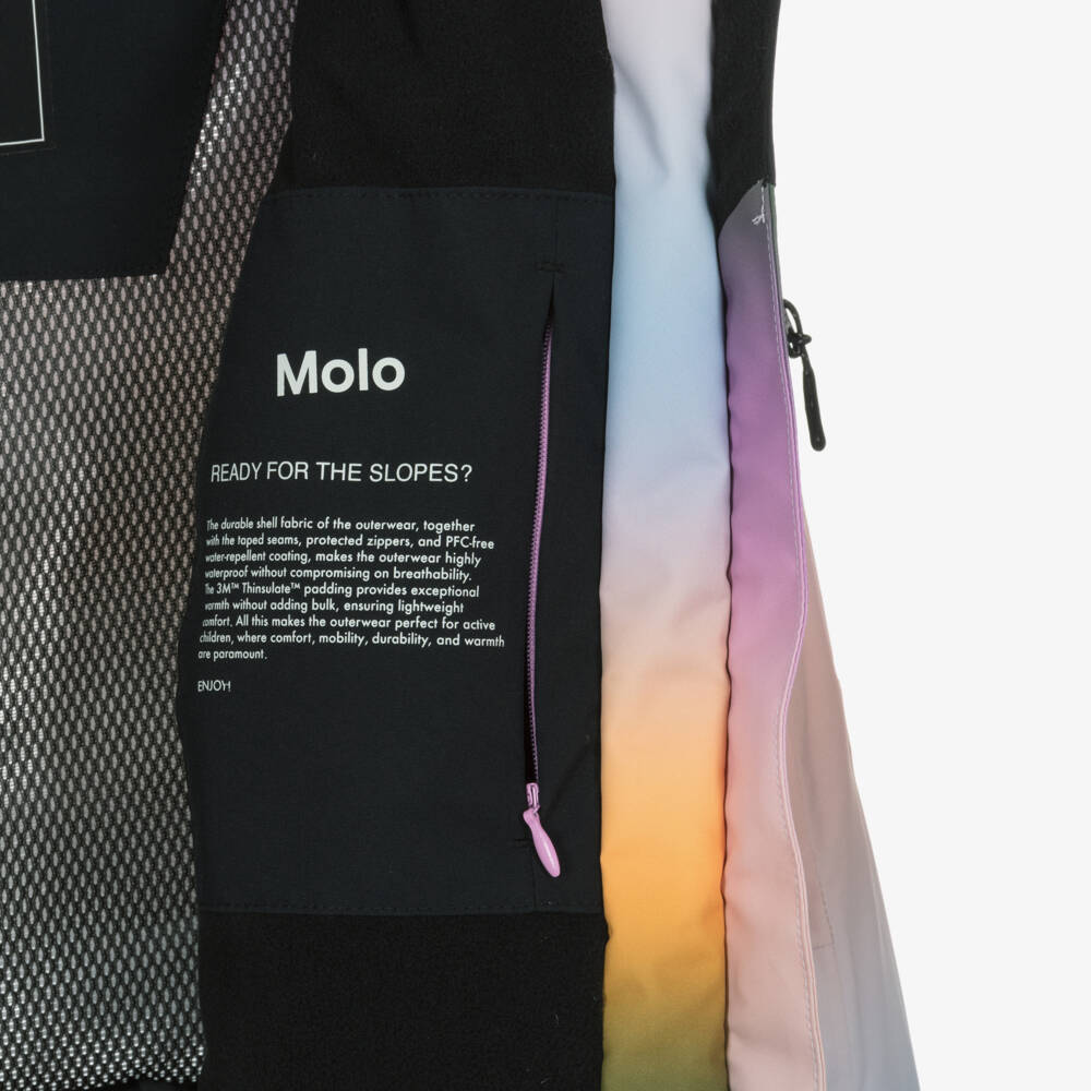 Molo-Розовая радужная лыжная куртка для девочек | Childrensalon Outlet
