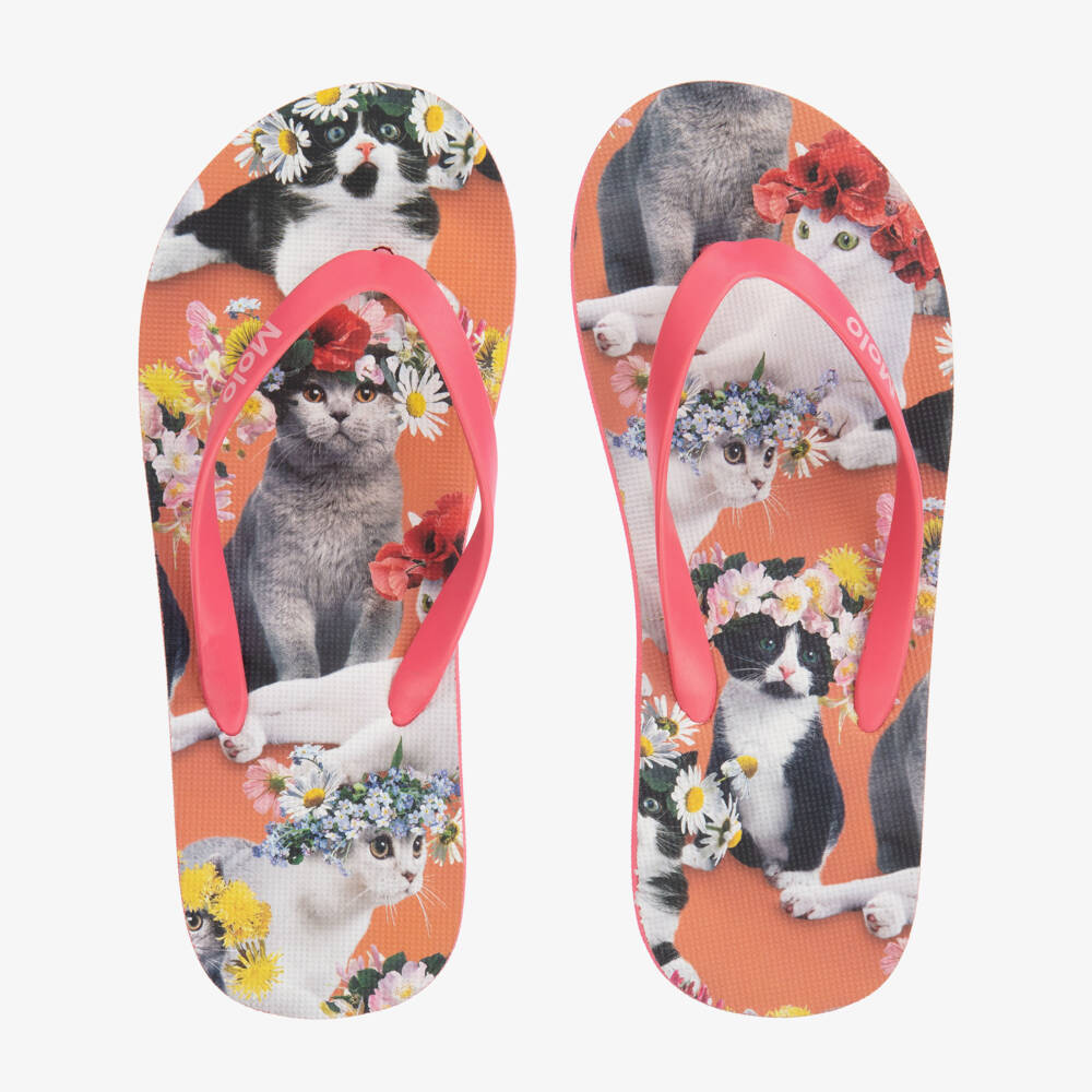 Molo-Girls Pink Cat Flip-Flops | Childrensalon Outlet