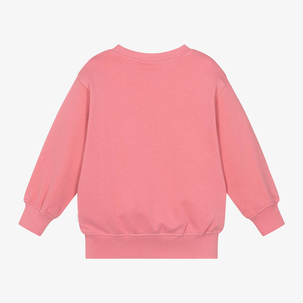 Molo-Girls Pink Cat Organic Cotton Sweatshirt | Childrensalon Outlet