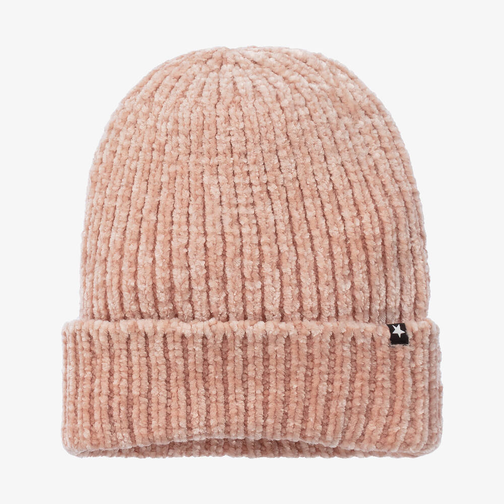 Molo - Girls Pink Chenille Knit Beanie Hat | Childrensalon