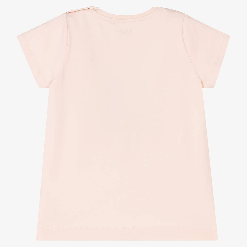 Molo-Girls Pink Cotton Bird T-Shirt | Childrensalon Outlet