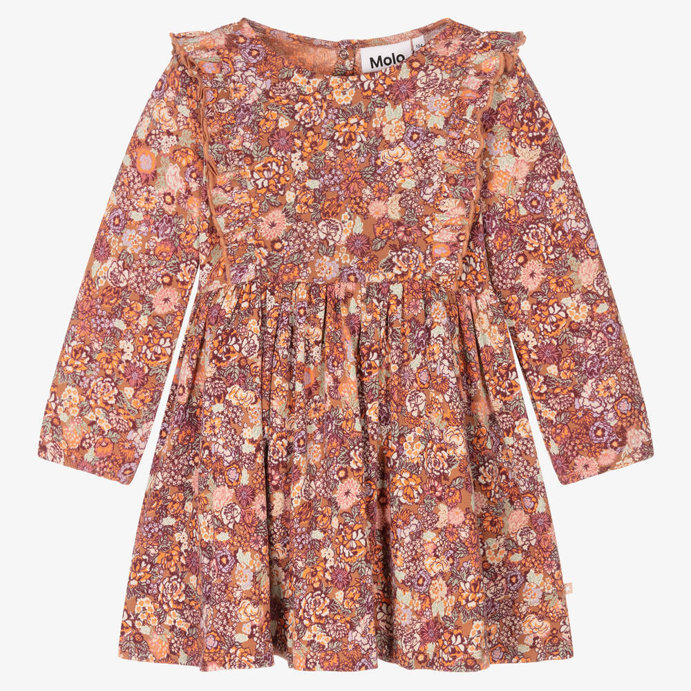 Molo - Розовое хлопковое платье в цветочек для девочек | Childrensalon