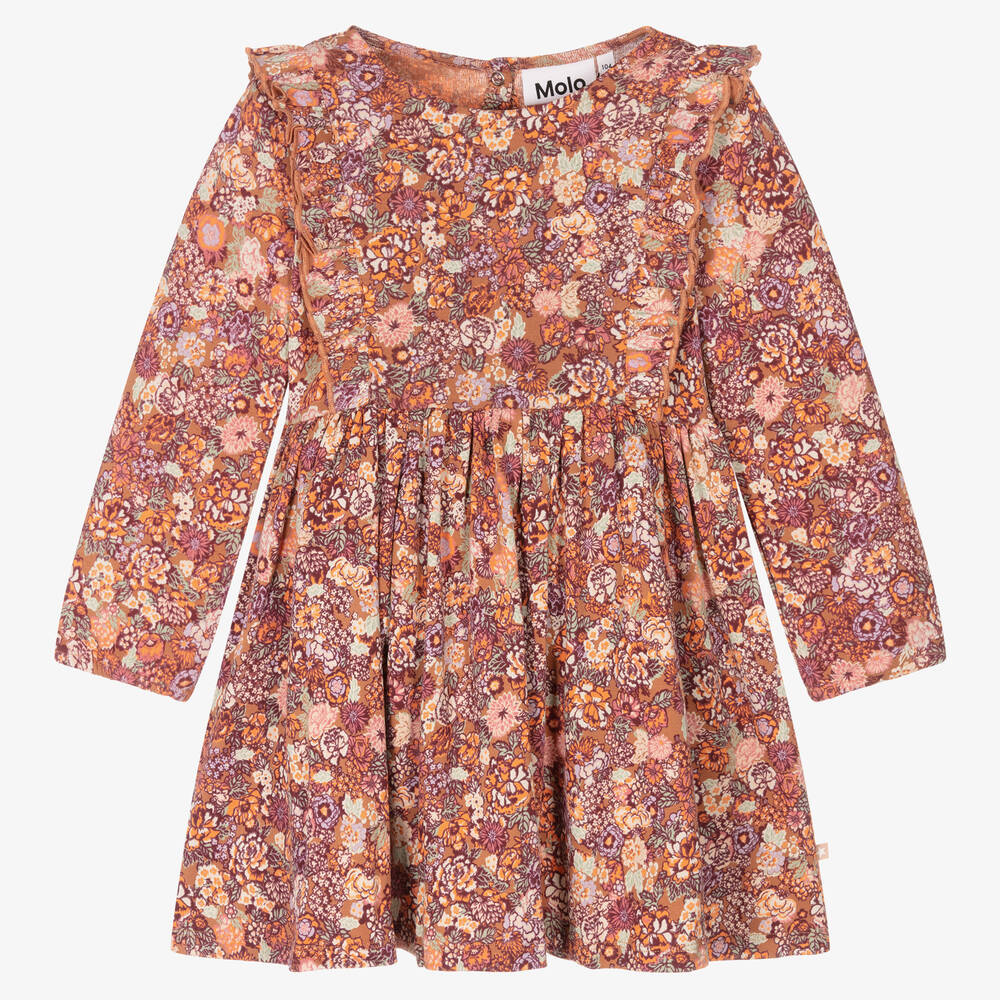 Molo-Girls Pink Cotton Floral Dress | Childrensalon Outlet