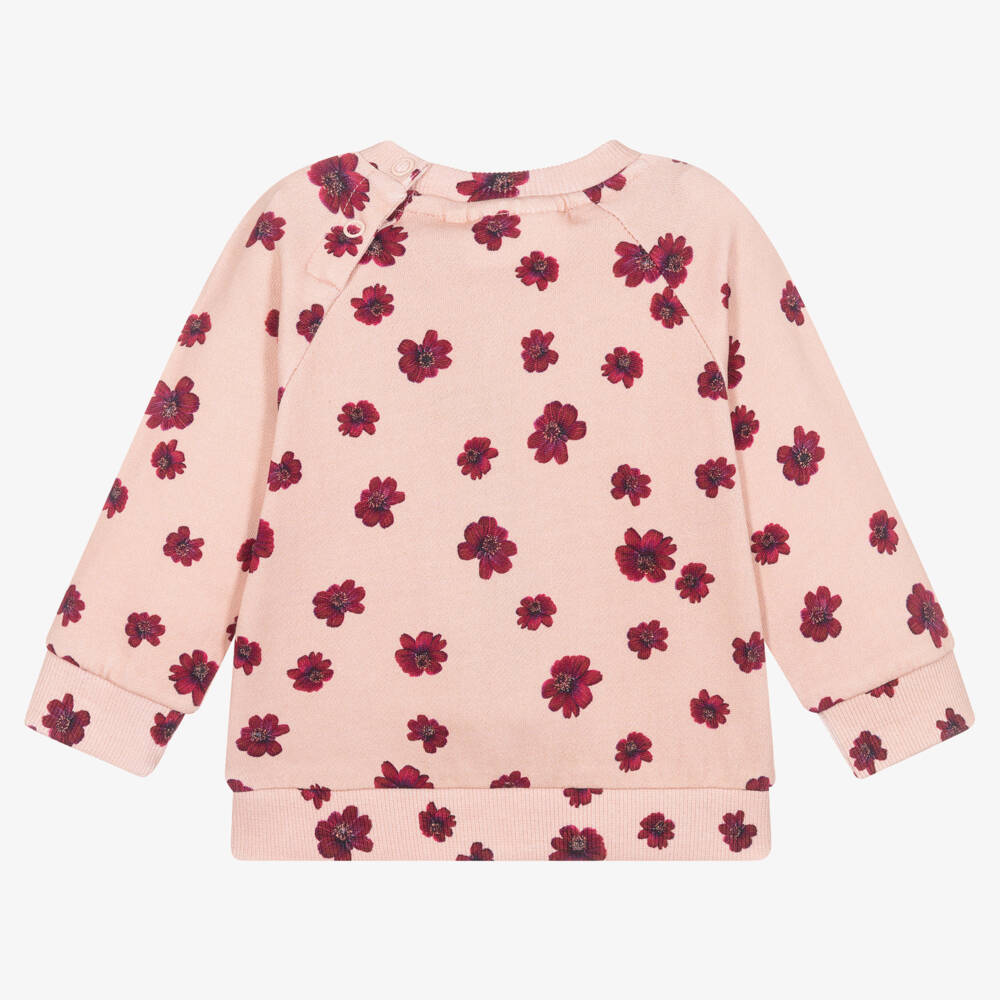 Molo-Girls Pink Cotton Floral Sweatshirt | Childrensalon Outlet