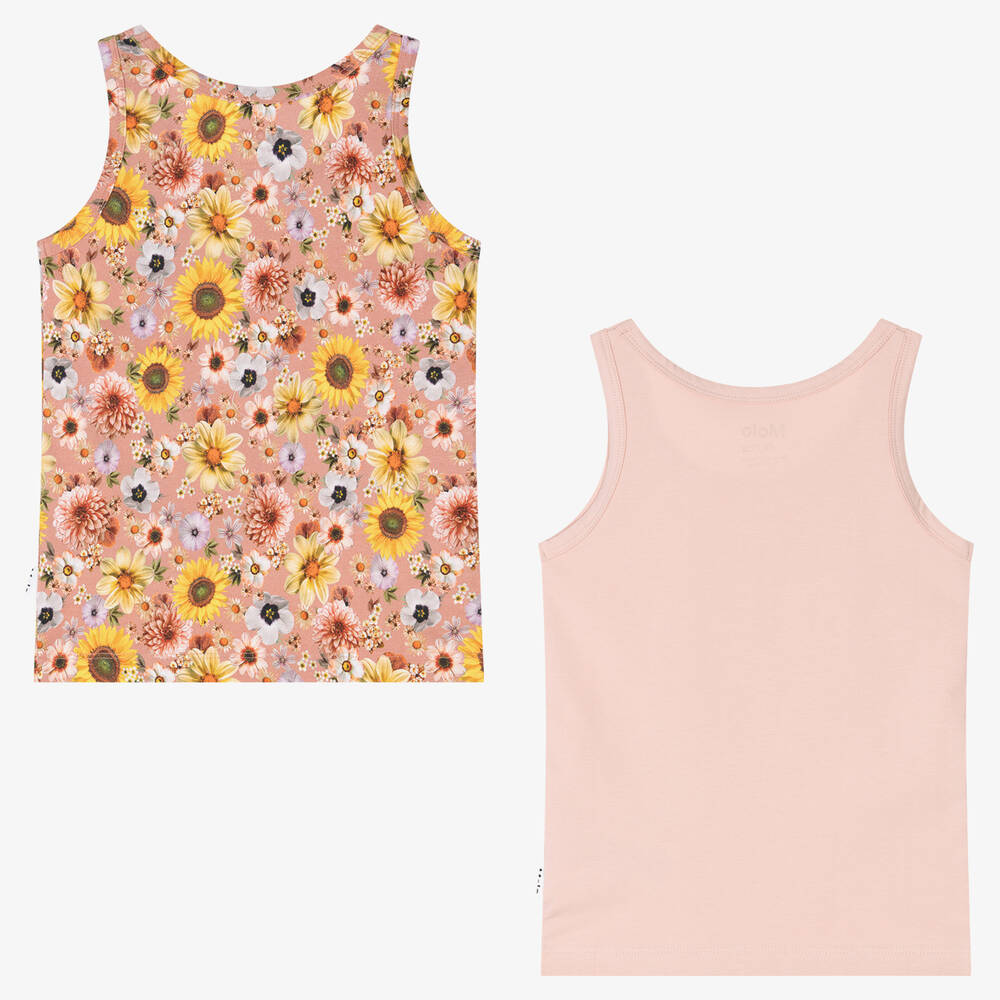 Molo-Розовая майка и майка с цветами из хлопка (2шт.) | Childrensalon Outlet