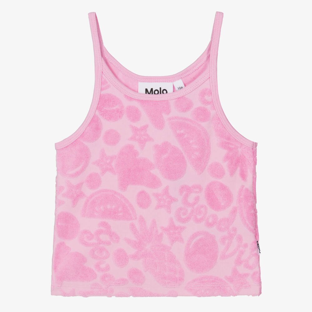 Molo-Girls Pink Cotton Jacquard Fruits Vest | Childrensalon Outlet