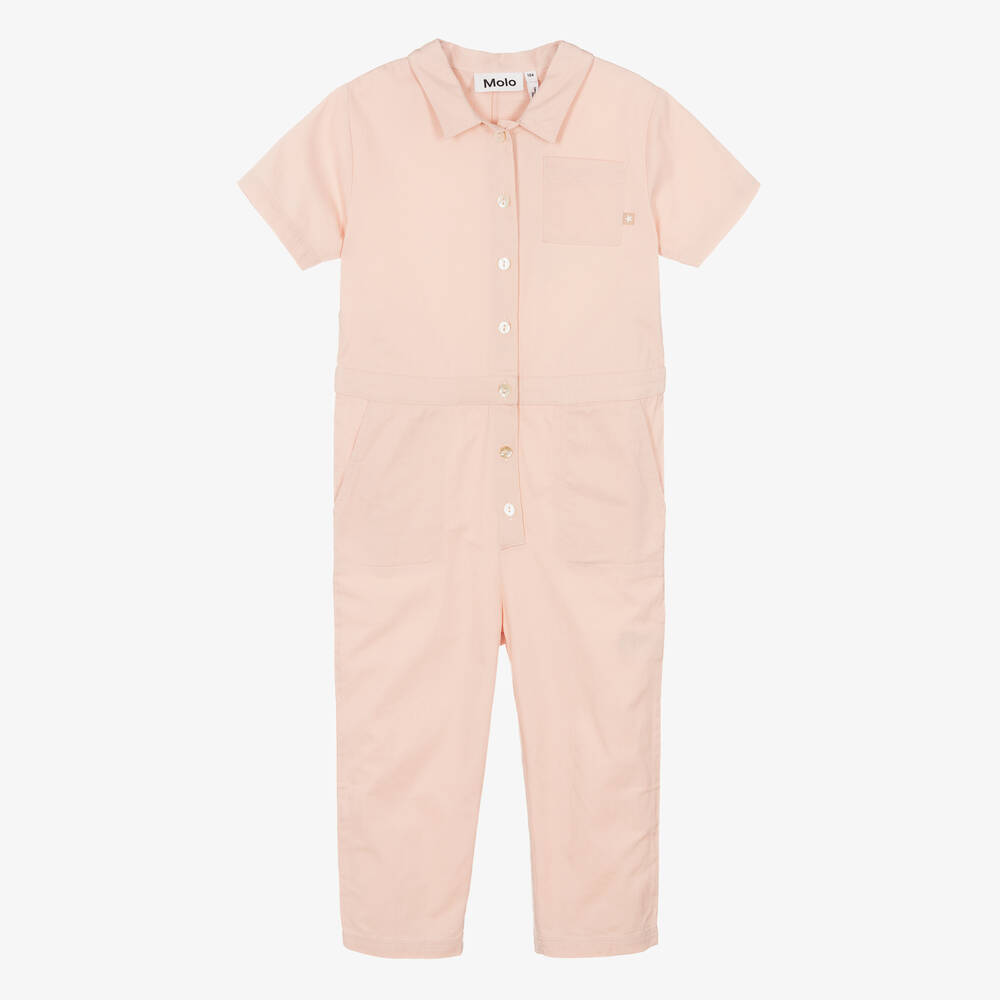 Molo - Girls Pink Cotton Jumpsuit | Childrensalon