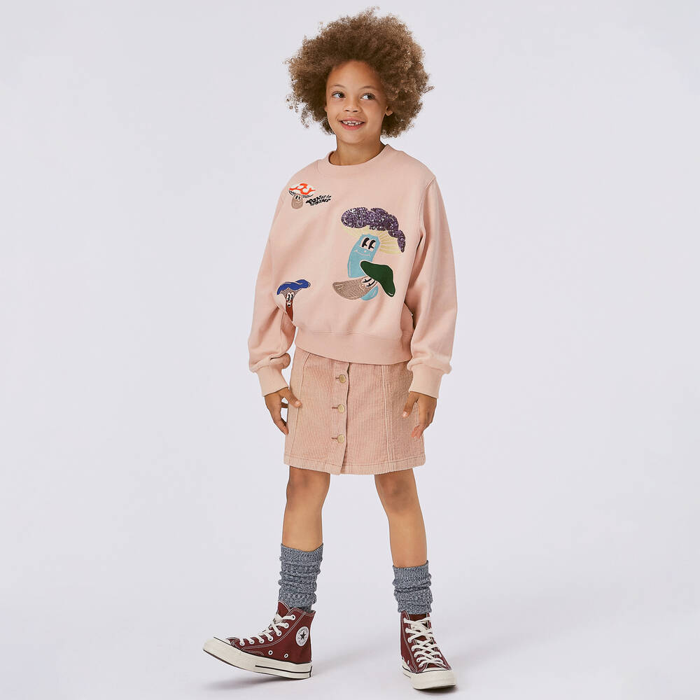 Molo-Girls Pink Cotton Mushroom Sweatshirt | Childrensalon Outlet