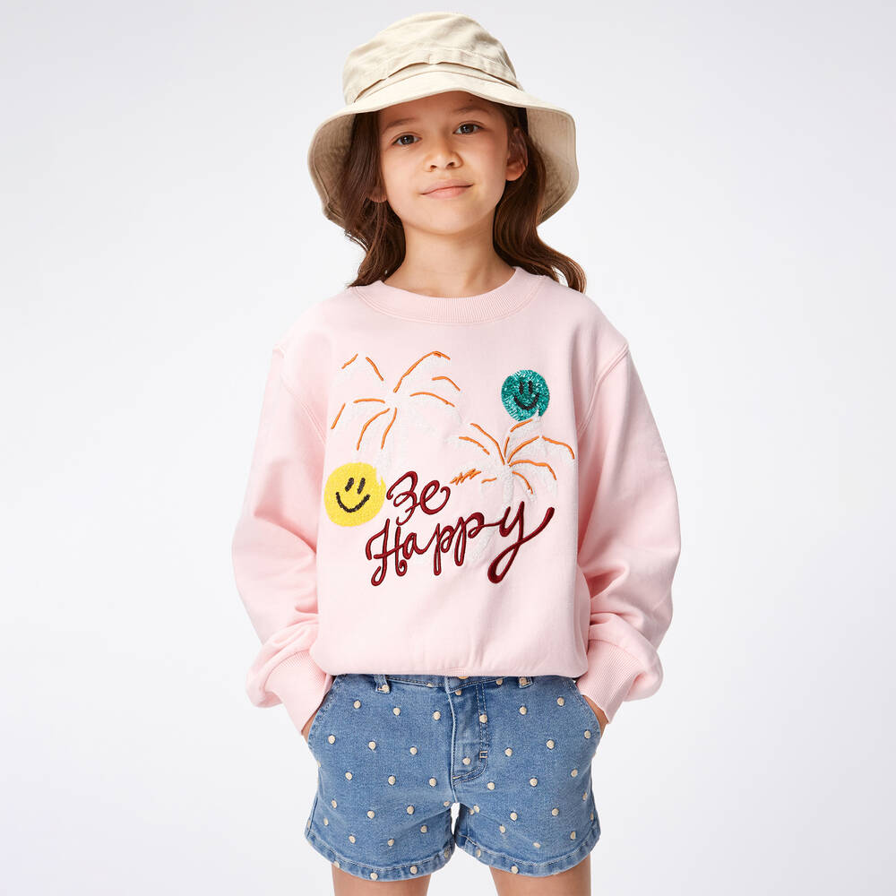 Molo-Girls Pink Cotton Palm Tree Sweatshirt | Childrensalon Outlet