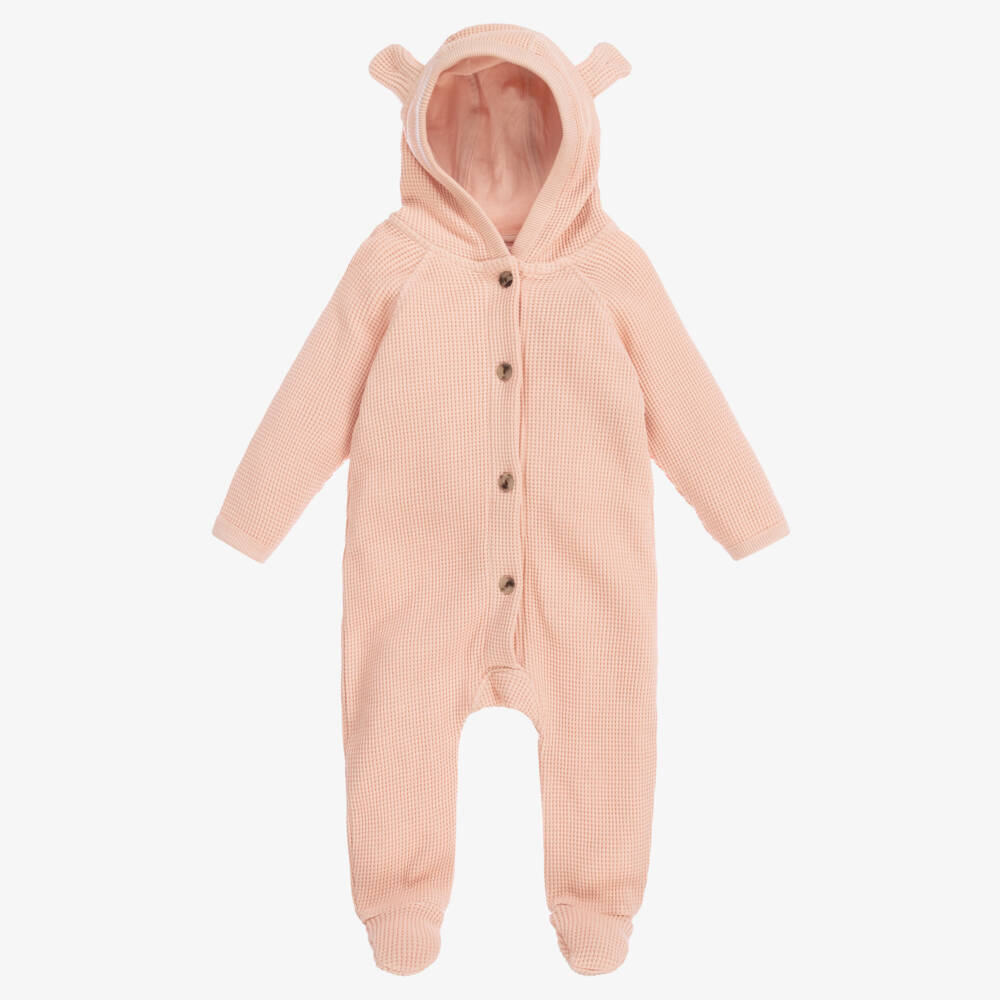 Molo-Girls Pink Cotton Pramsuit | Childrensalon Outlet
