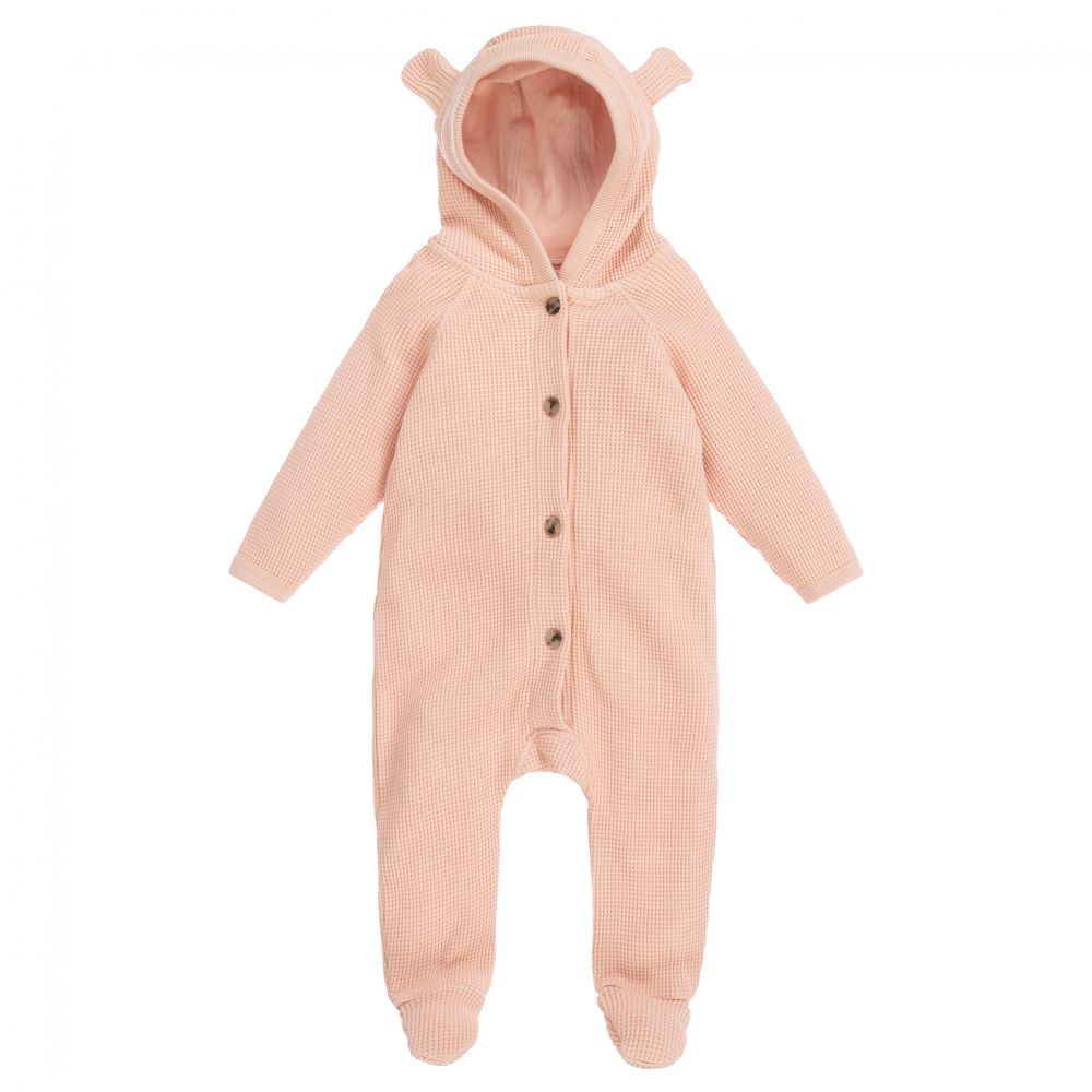 Molo-Girls Pink Cotton Pramsuit | Childrensalon Outlet