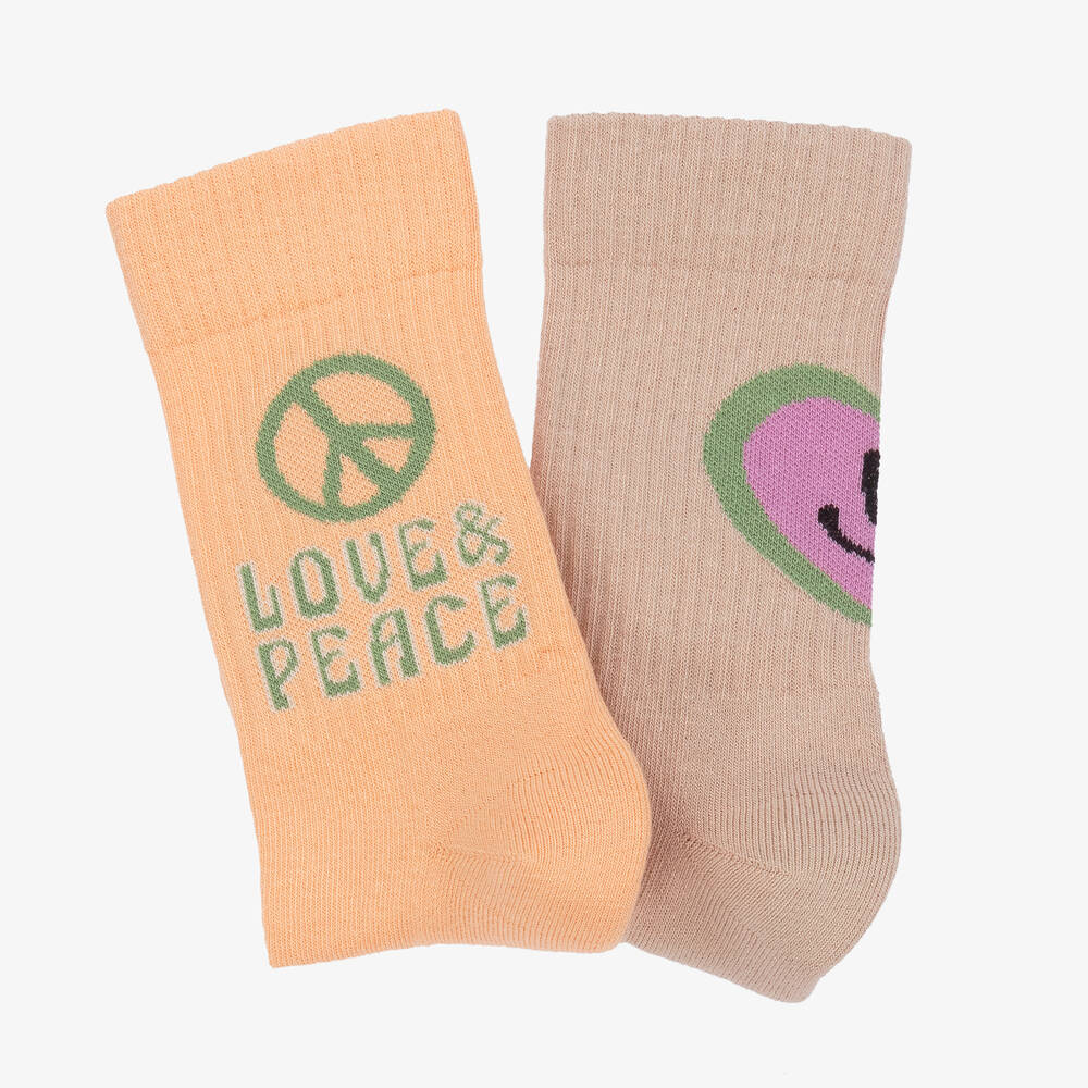 Molo-Girls Pink Cotton Smile Socks (2 Pack) | Childrensalon Outlet