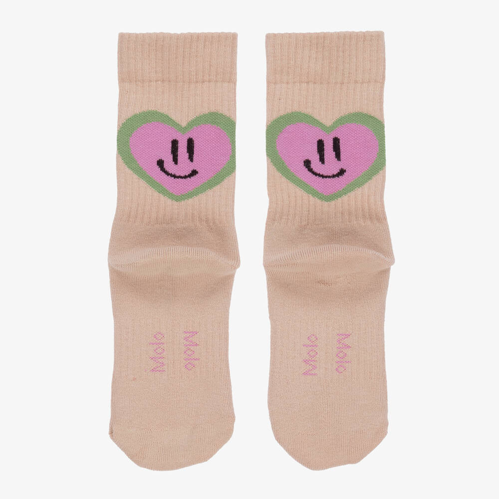Molo-Girls Pink Cotton Smile Socks (2 Pack) | Childrensalon Outlet