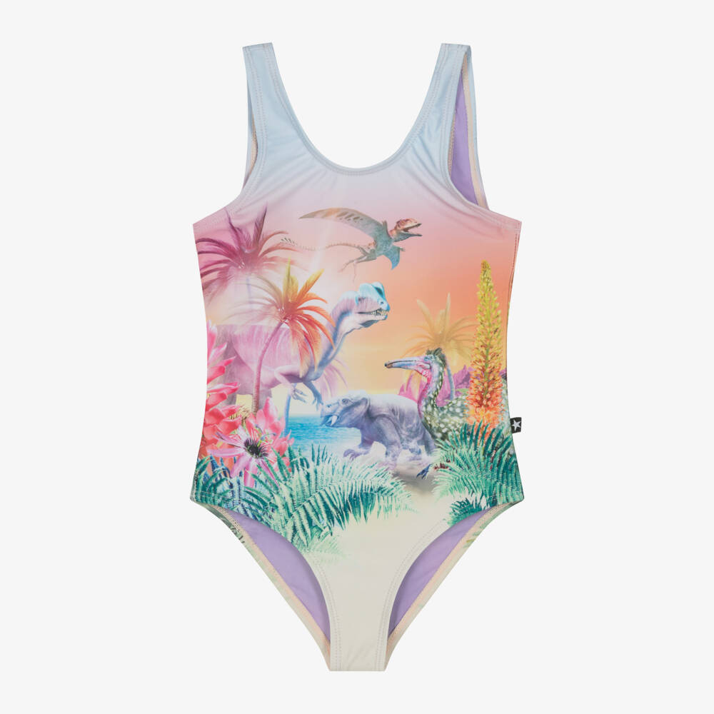 Molo-Girls Pink Dino Paradise Swimsuit | Childrensalon Outlet