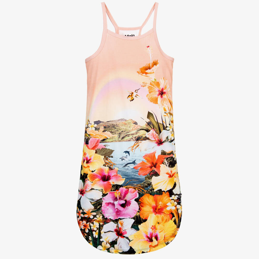 Molo-Girls Pink Floral Beach Dress | Childrensalon Outlet