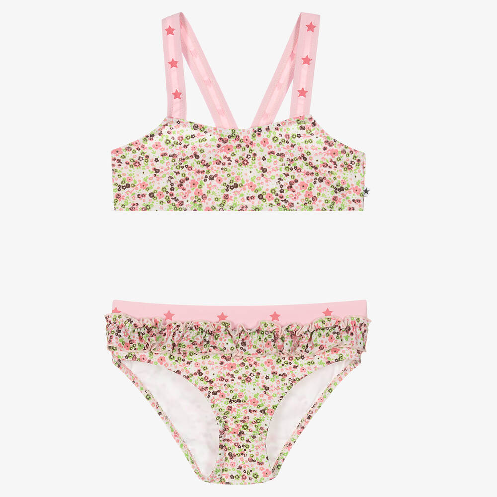 Molo - Girls Pink Floral Bikini (UPF50+) | Childrensalon