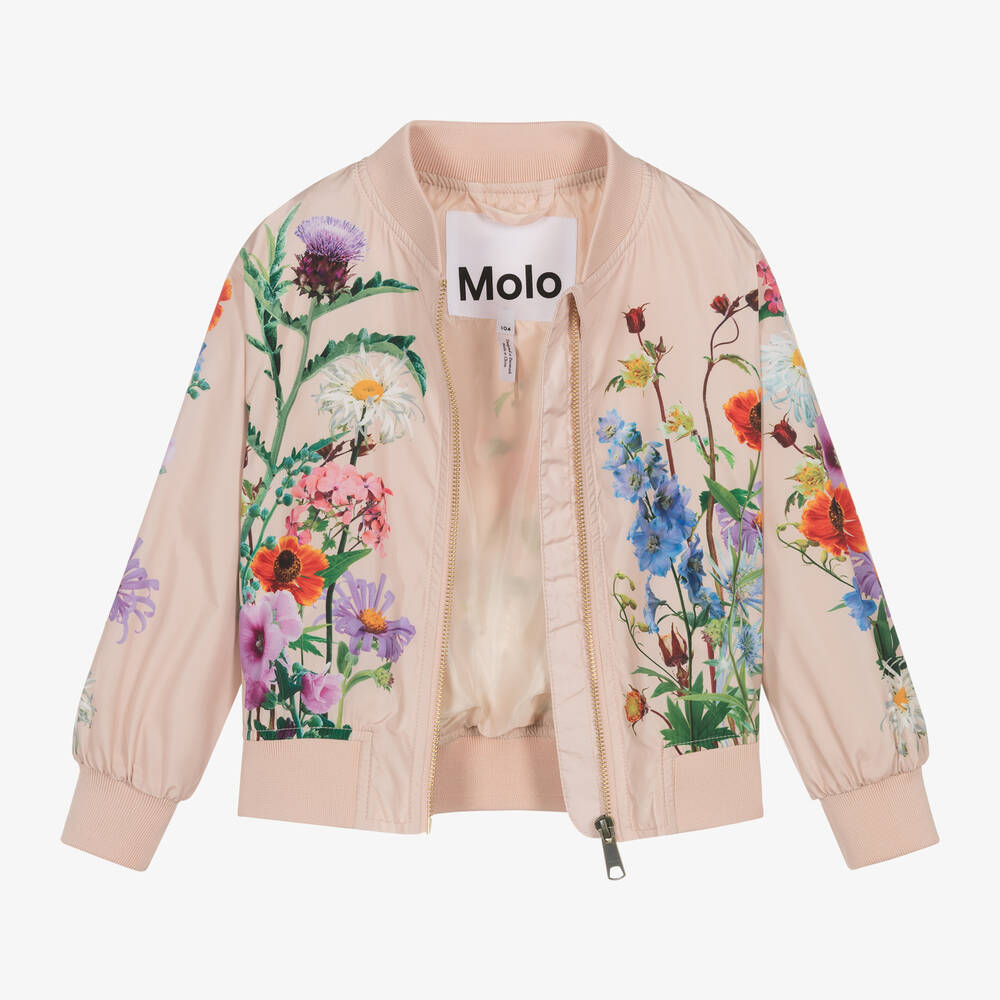 Pink floral bomber jacket top