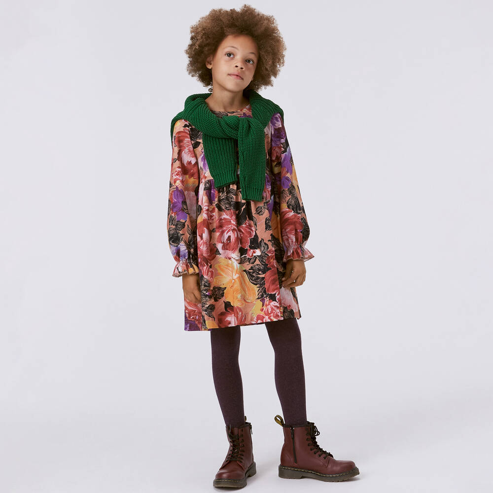 Molo-Girls Pink Floral Cotton Dress | Childrensalon Outlet