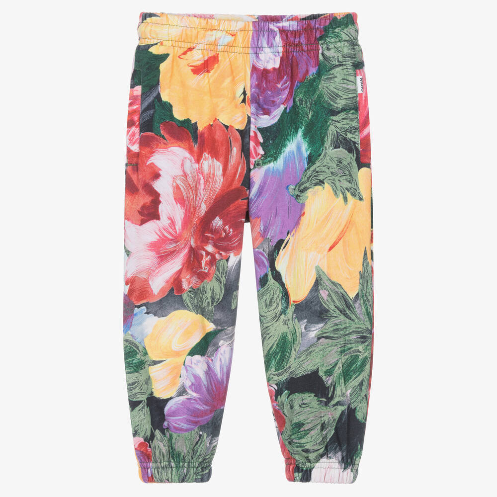 Molo - Girls Pink Floral Cotton Joggers | Childrensalon