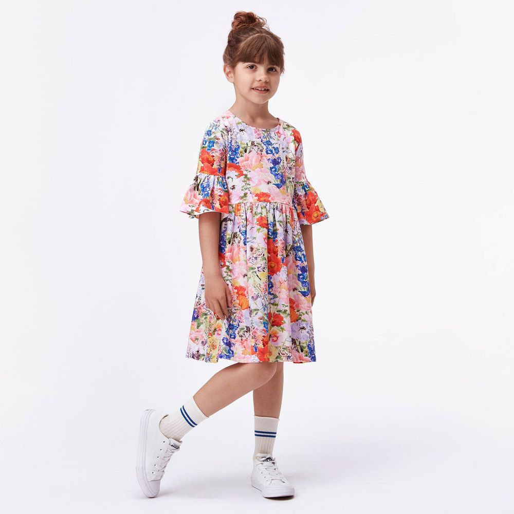 Molo - Girls Pink Floral Dress | Childrensalon Outlet