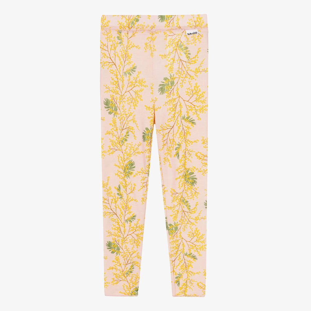 Molo - Girls Pink Floral Merino Wool Leggings | Childrensalon