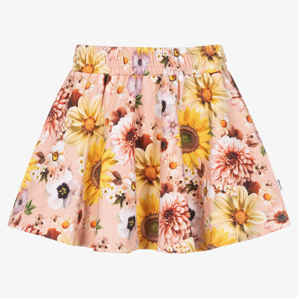 Molo - Girls Pink Floral Organic Cotton Skirt | Childrensalon