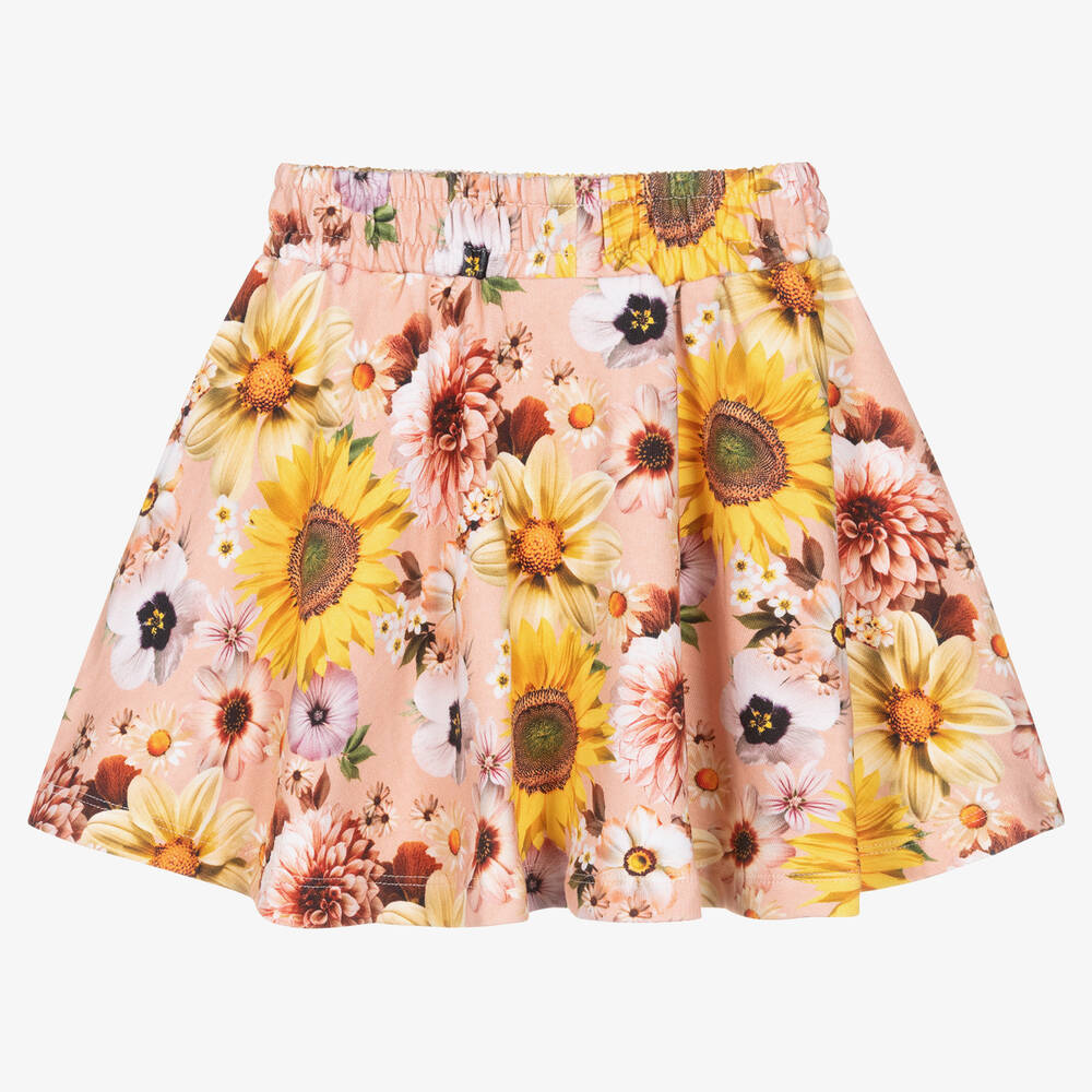 Molo-Girls Pink Floral Organic Cotton Skirt | Childrensalon Outlet