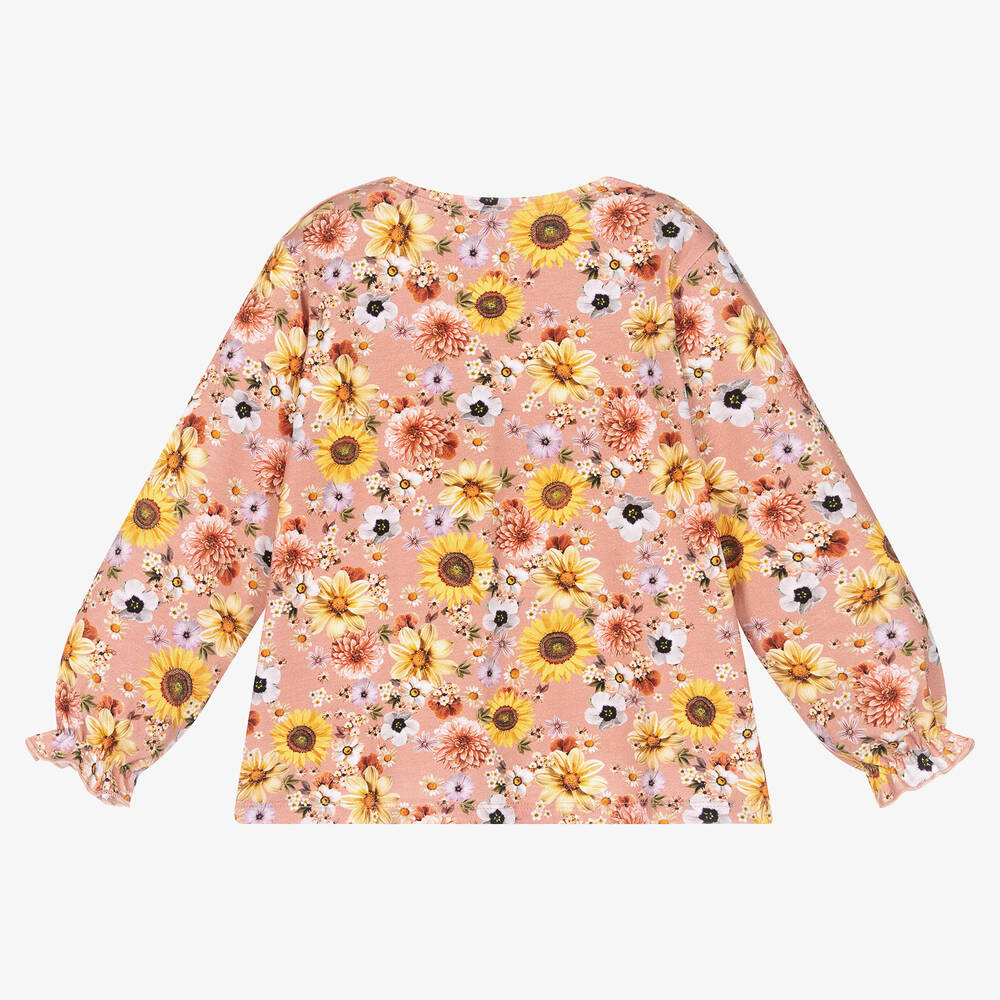 Molo-Girls Pink Floral Organic Cotton Top | Childrensalon Outlet