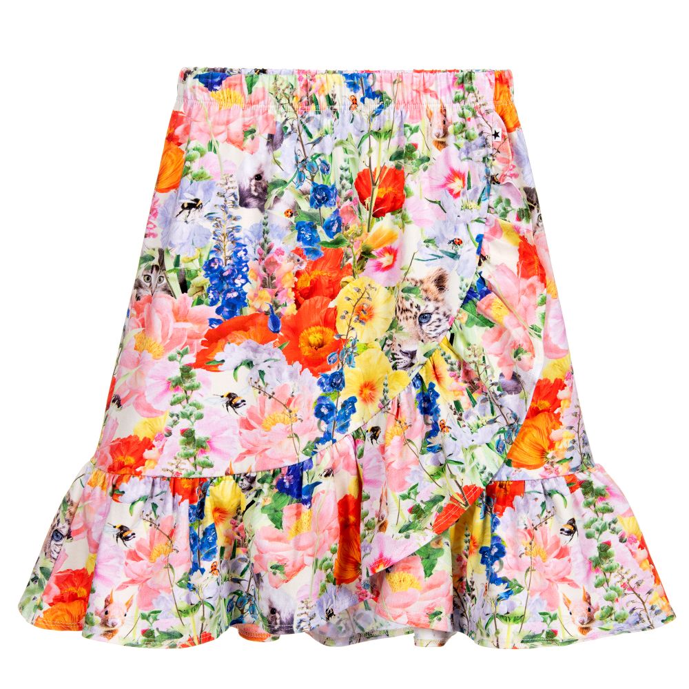 Molo - Girls Pink Floral Ruffle Skirt | Childrensalon
