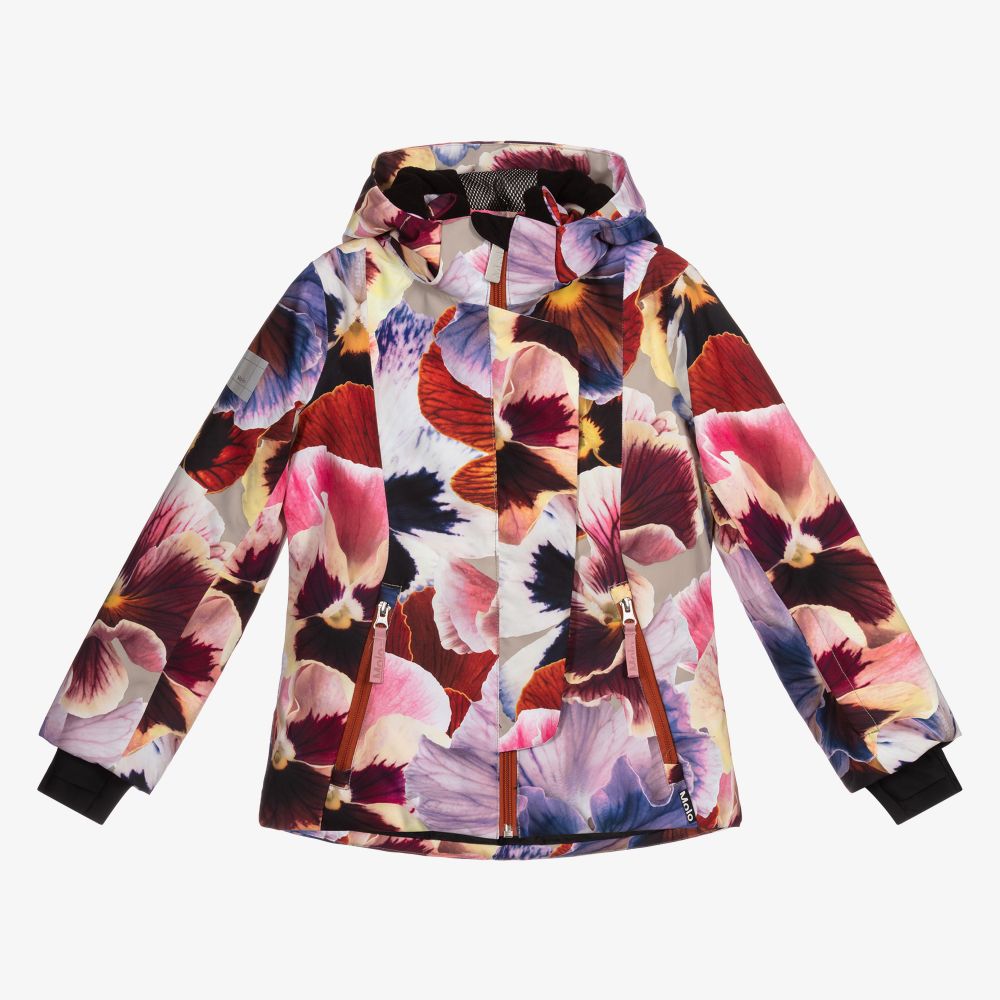 Molo - Girls Pink Floral Ski Jacket | Childrensalon