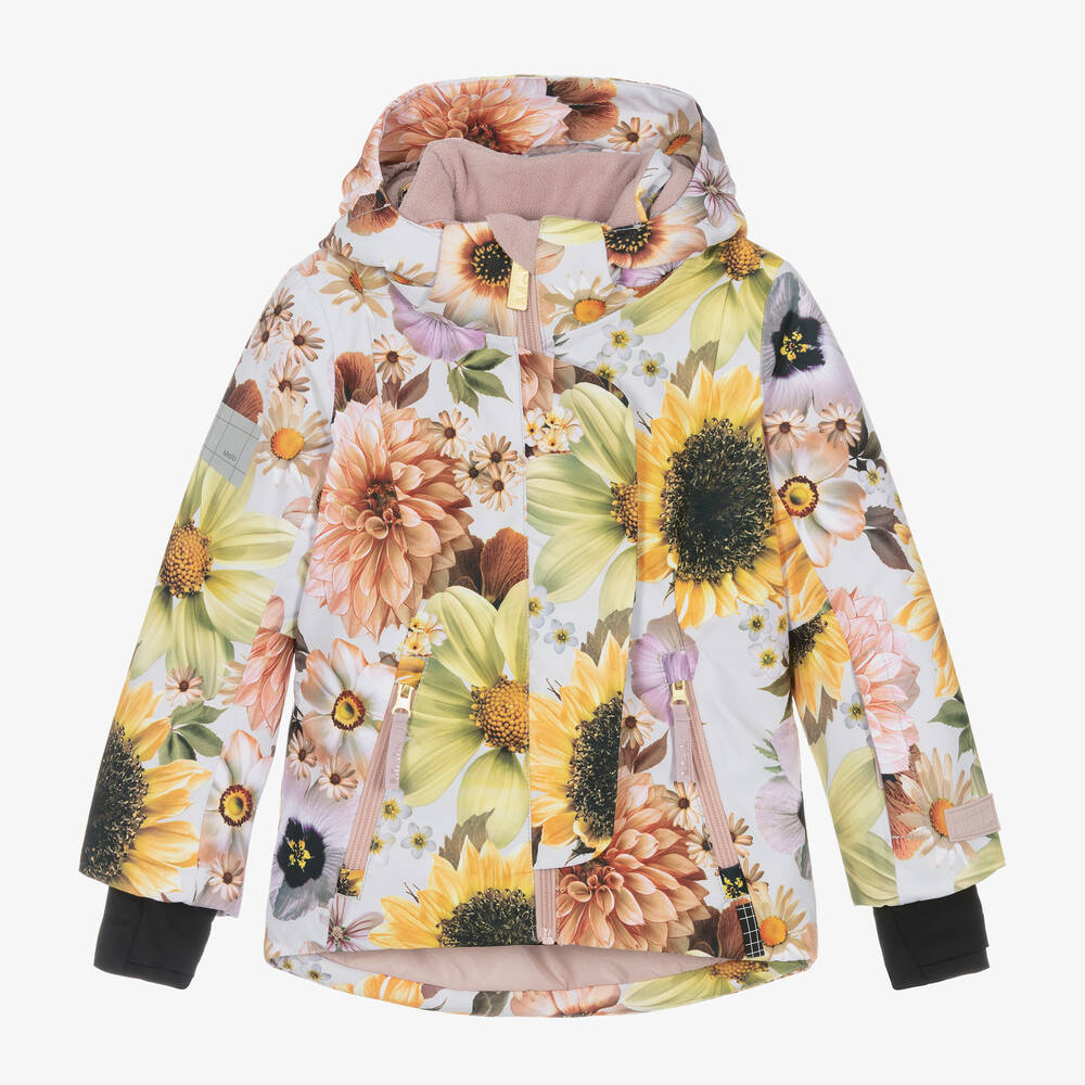 Molo - Girls Pink Floral Ski Jacket | Childrensalon