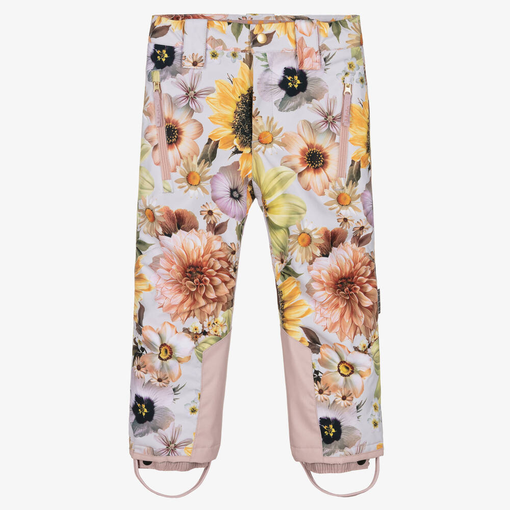 Molo - Girls Pink Floral Ski Trousers | Childrensalon