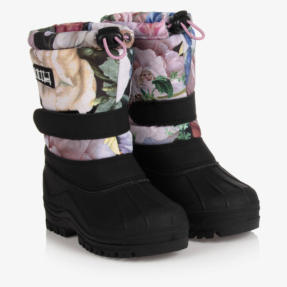 Molo - Girls Pink Floral Snow Boots | Childrensalon