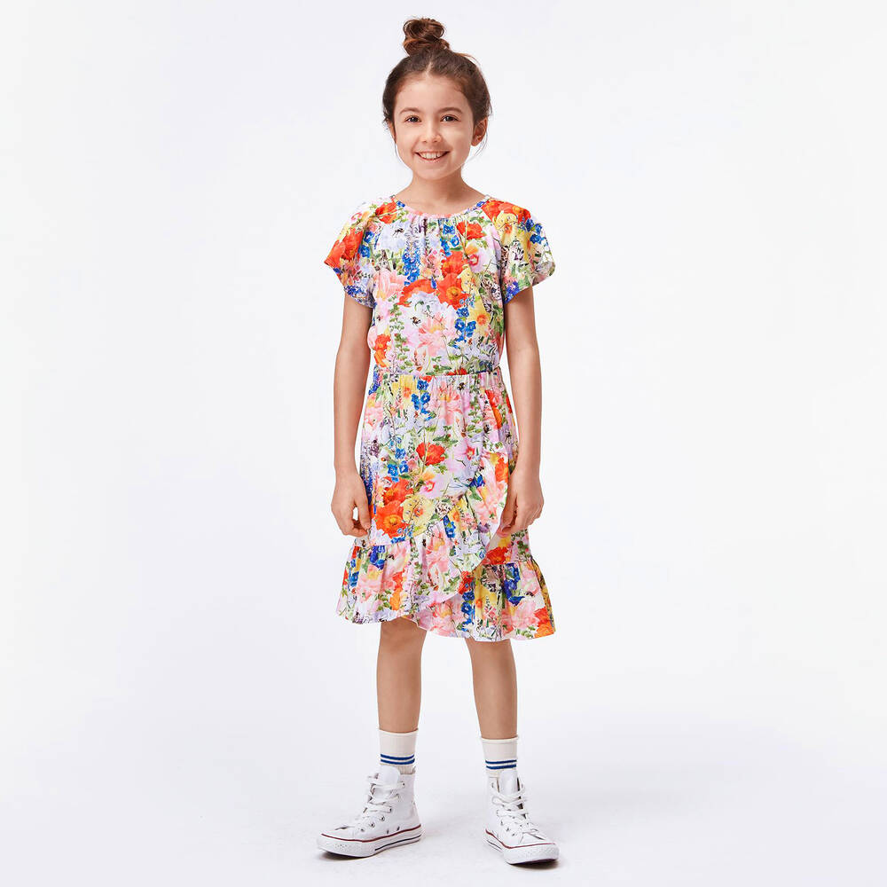Molo-Girls Pink Floral T-Shirt | Childrensalon Outlet