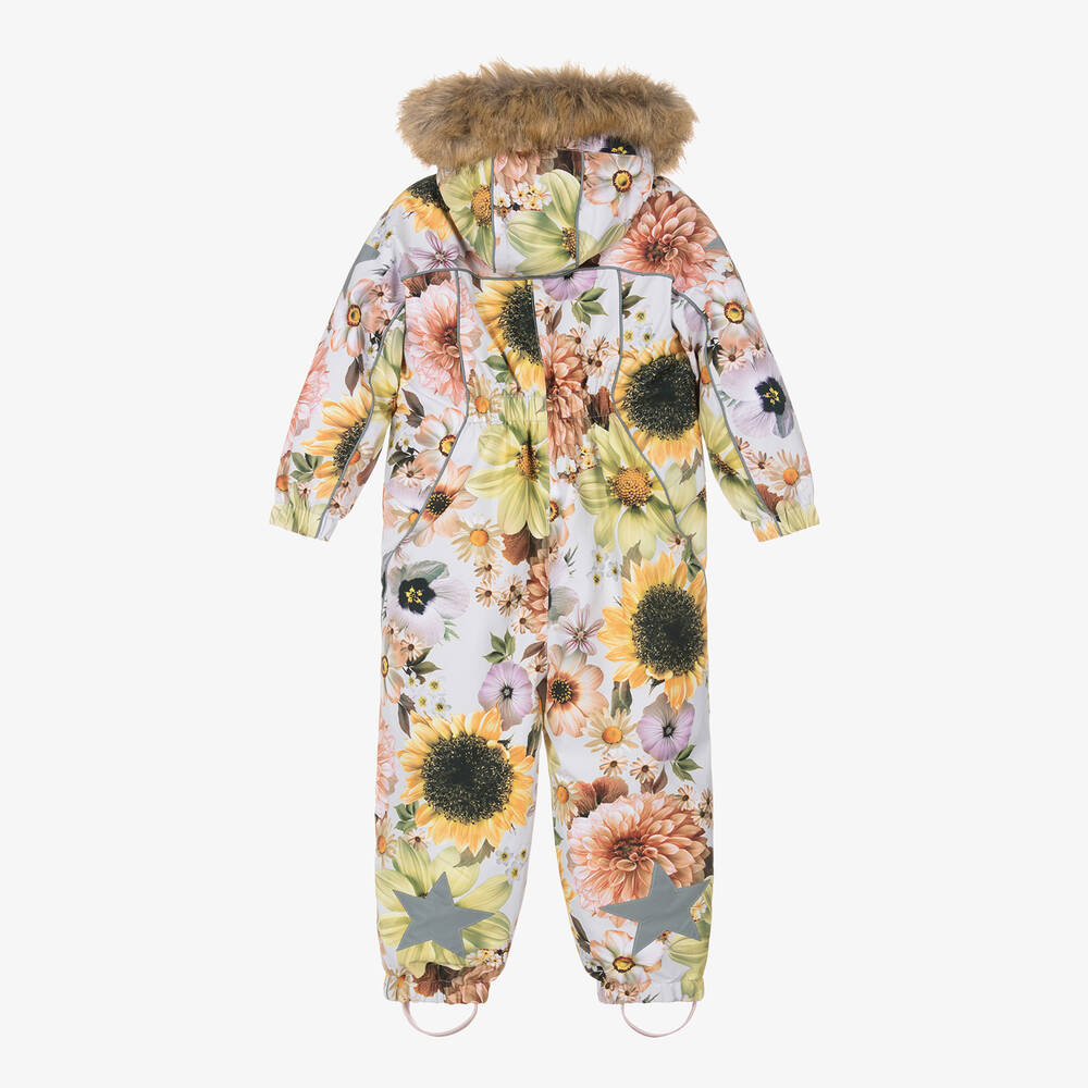 Molo-Girls Pink Floral Waterproof Snowsuit | Childrensalon Outlet