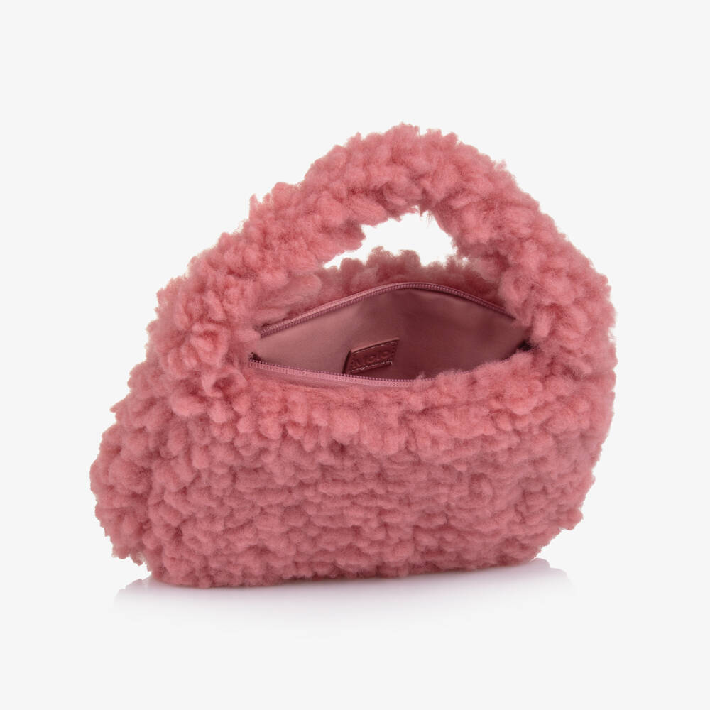 Molo-Girls Pink Fluffy Fleece Hand Bag (28cm) | Childrensalon Outlet