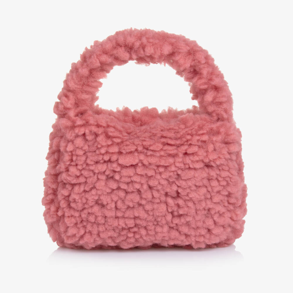 Molo-Girls Pink Fluffy Fleece Hand Bag (28cm) | Childrensalon Outlet