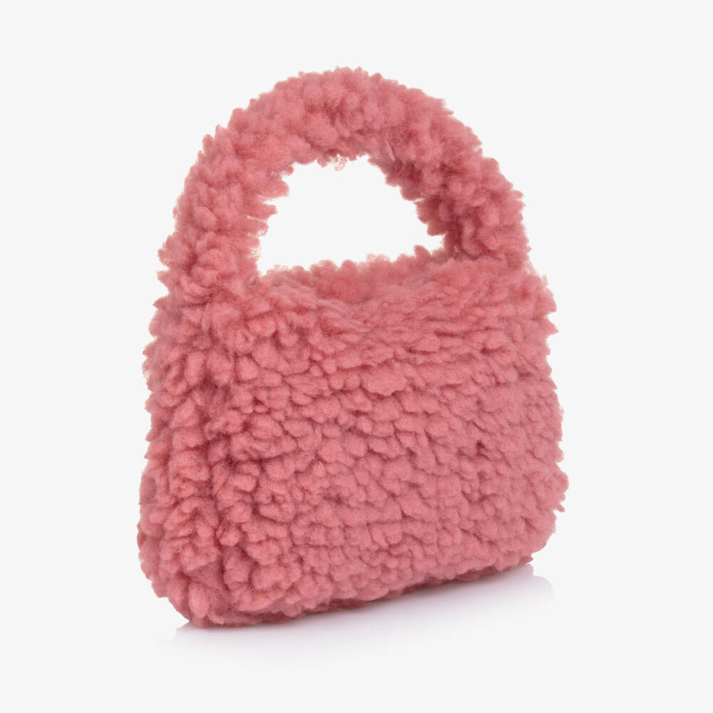 Molo-Girls Pink Fluffy Fleece Hand Bag (28cm) | Childrensalon Outlet