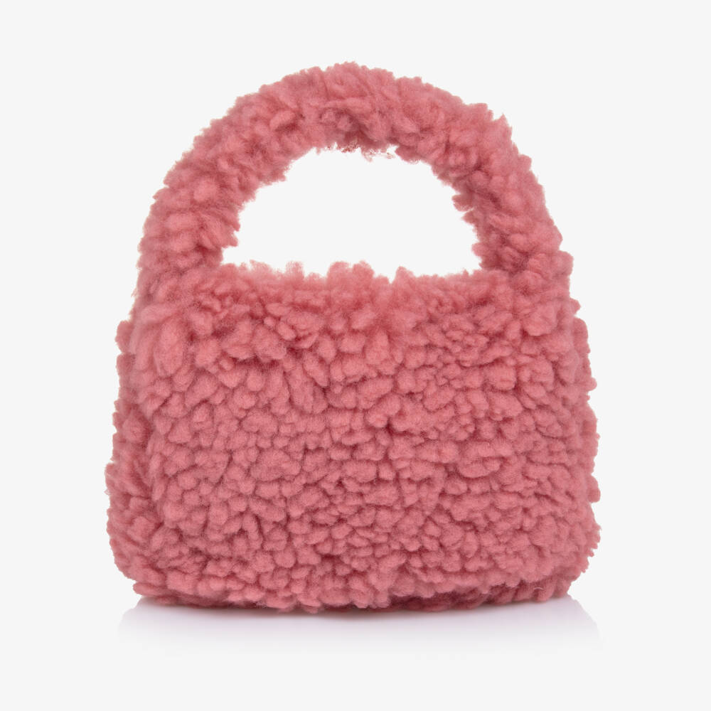 Molo-Girls Pink Fluffy Fleece Hand Bag (28cm) | Childrensalon Outlet