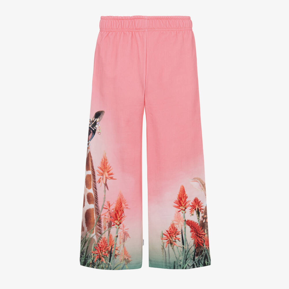 Molo-Girls Pink Giraffe Print Trousers | Childrensalon Outlet