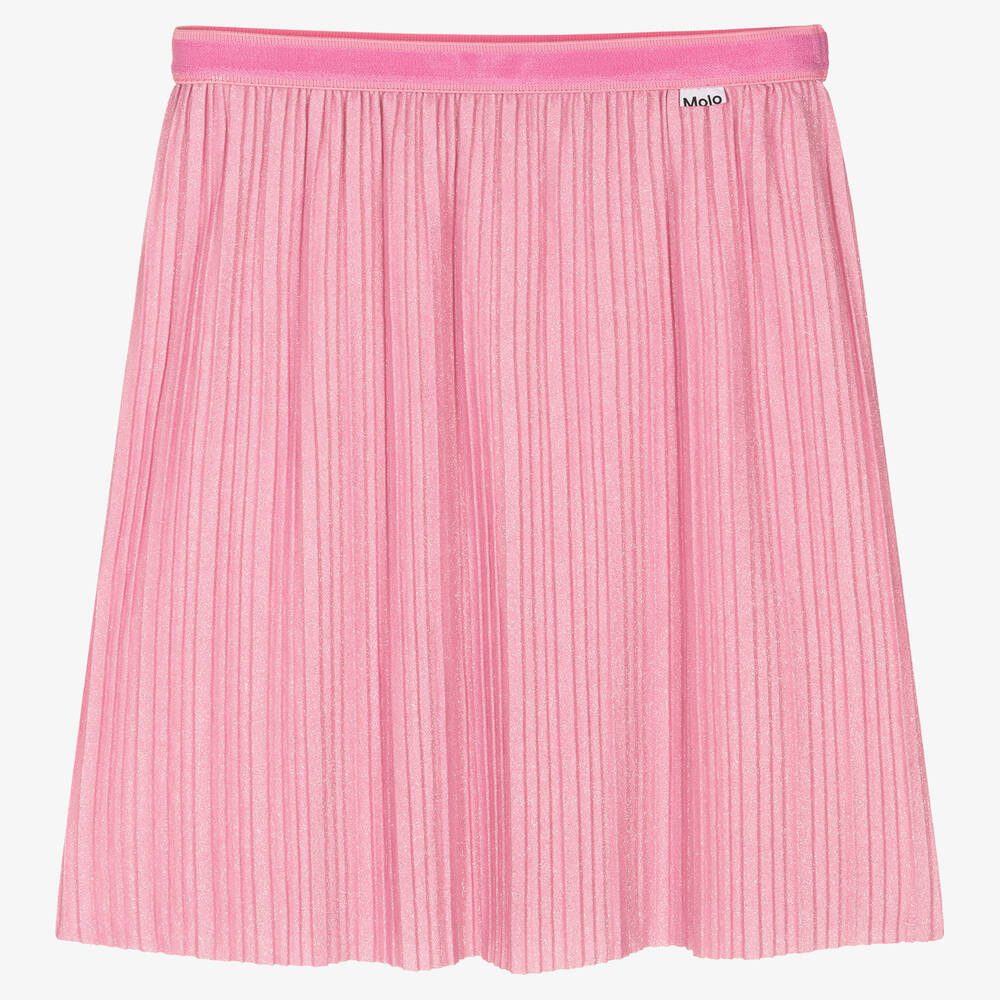 Molo - Jupe plissée rose pailleté fille | Childrensalon